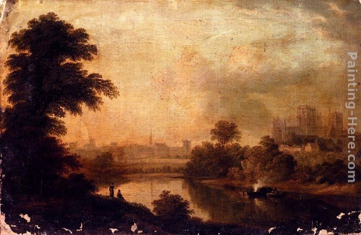 John Glover A View Of Ripon Cathedral From Across The River Ure